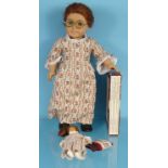 Two Pleasant Company dolls with a boxed set of An American Girl books, the largest doll 45cm