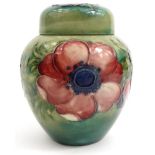 Moorcroft Anenome patterned pottery ginger jar and cover, impressed mark to base, 11.5cm high :