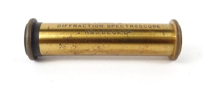 Victorian brass Thorp's Difraction spectroscope R. & J. Beck LP, housed in blue velvet lined box, - Image 3 of 5