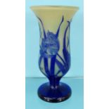 Blue overlaid Art glass vase, 23cm high : For Condition Reports please visit www.eastbourneauction.