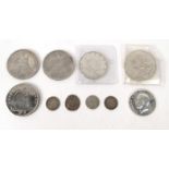 Silver coins including American dollars, Canadian dollar, 1935 crown, etc : For Condition Reports