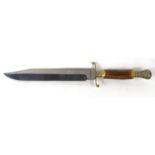 Large Victorian horn handled and steel bladed knife, Brooks & Crookes Sheffield, 50cm long : For