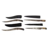 Four Middle Eastern Kard daggers, all with bone handles, the larger 46cm long : For Condition