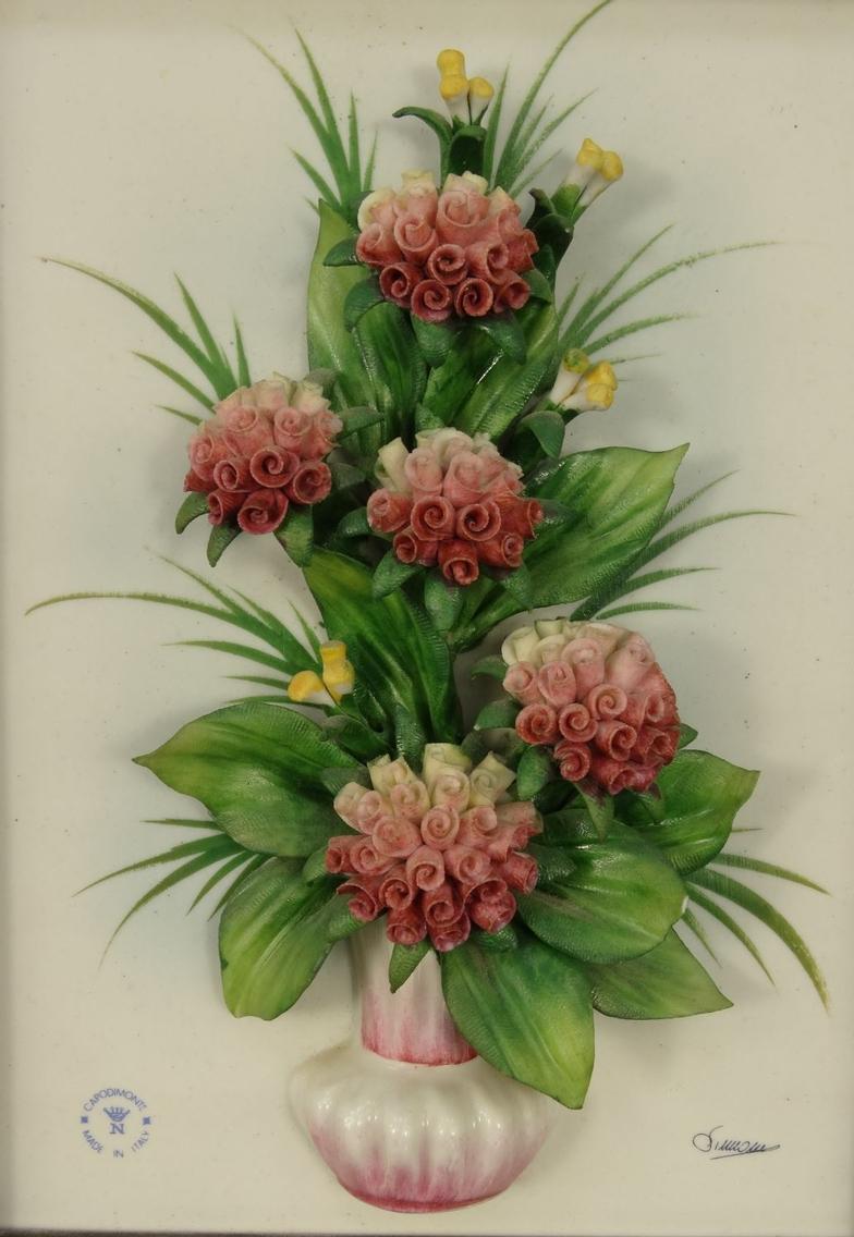 Three Capo-di-Monte floral plaque, the largest 20cm x 15cm : For Condition Reports please visit - Image 5 of 6