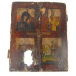 Hand painted religious wooden panel, 39cm x 30cm : For Condition Reports please visit www.