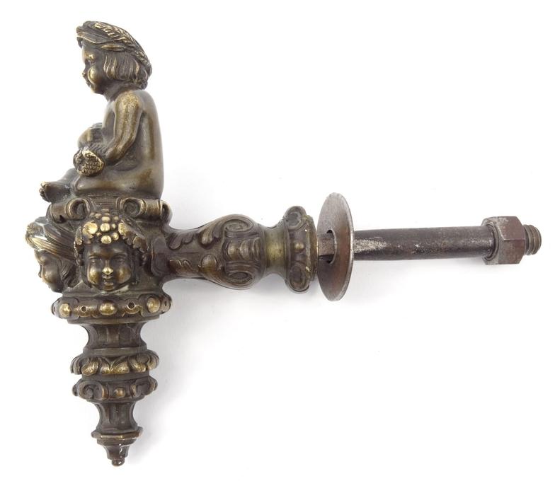 Victorian bronze handle depicting a garlanded cherub, 12cm high : For Condition Reports please visit - Image 3 of 8