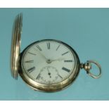 Gentleman's silver Schuler? & Co full hunter pocket watch, 4.8cm diameter, approximate weight 87.