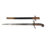 Victorian sword with lion grip shagreen handle, initialled FSR, 63cm long : For Condition Reports