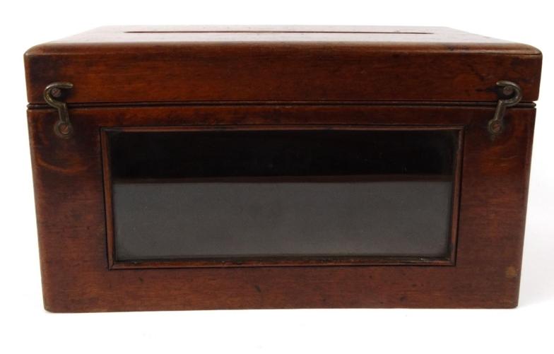 Mahogany glass fronted letterbox with paper label to the interior for the Telegraph Office, 26cm - Image 4 of 6