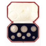 Cased set of 1911 silver specimen coins : For Condition Reports please visit www.eastbourneauction.