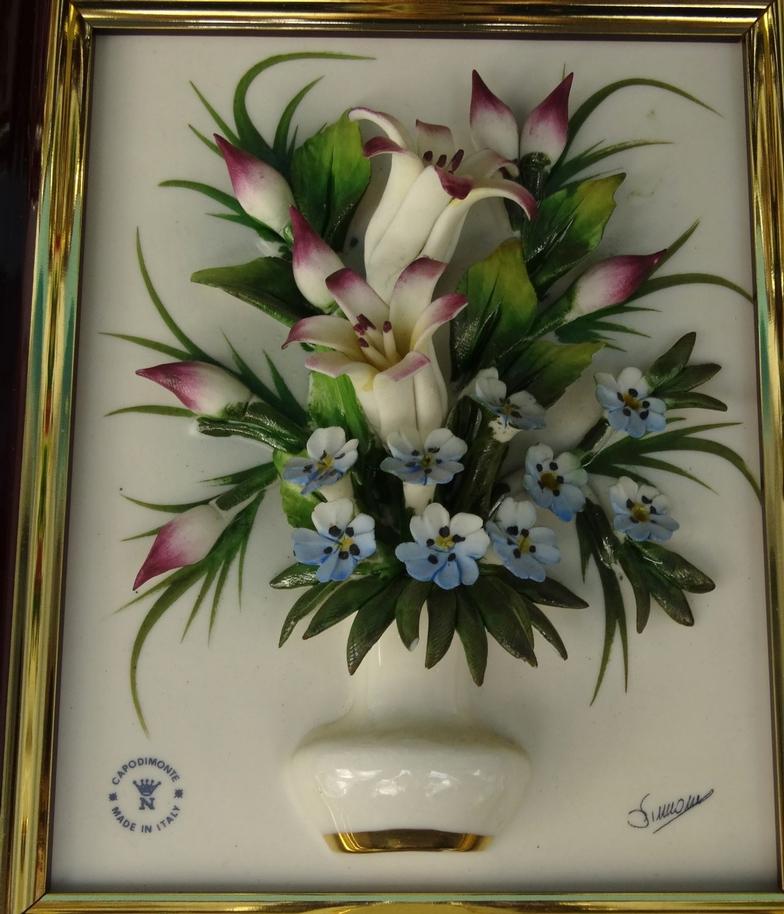 Three Capo-di-Monte floral plaque, the largest 20cm x 15cm : For Condition Reports please visit - Image 6 of 6