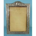 Large rectangular unmarked silver easel photo frame, 27cm high : For Condition Reports please