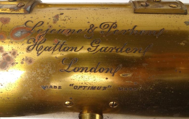 Victorian brass telescope on stand, Lejeune & Perkens, Hatton Gardens, London, housed in a - Image 3 of 9