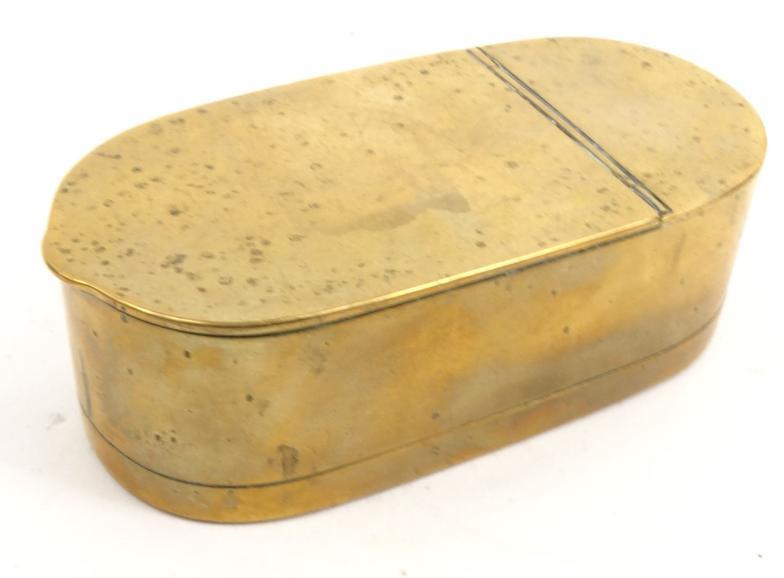 Victorian brass nutmeg grater tin, 9cm long : For Condition Reports please visit www. - Image 2 of 9