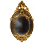 Ornate gilt framed wall hanging mirror, 102cm high : For Condition Reports please visit www.