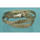 Unmarked silver serpent bracelet, approximate weight 30.0g : For Condition Reports please visit