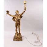 Large spelter figural table lamp, 78cm high : For Condition Reports please visit www.