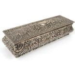 Rectangular silver pen box with hinged lid, A.F Chester 1899-1900, 15.5cm long : For Condition