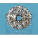 Masonic interest 14K white gold diamond Eastern star ring, size M, approximate weight 5.4g : For