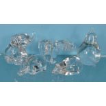 Five Kosta, Villeroy & Boch and Lennox clear glass paperweights, the largest 11.5cm high : For