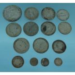 Small selection of mostly British silver coins : For Condition Reports please visit www.