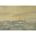 Military interest R. Gurnell 1919 watercolour of a motor launch patrol boat ML245, mounted in a gilt