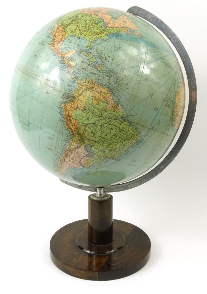 Doctor R. Neuse Columbus geographical globe, mounted on a wooden stand, 50cm high : For Condition