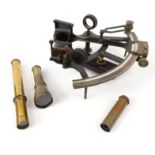 Cary London brass marine sextant for R.C. Crooks R.N. Master of Shipwrecks, housed in a mahogany