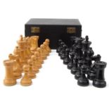 Wooden chess set, the largest piece 9.5cm high : For Condition Reports please visit www.