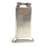 Dunhill silver plated table lighter, registered number 737418, 10cm high : For Condition Reports