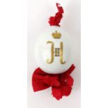 Russian Imperial porcelain Easter egg with gilt crown and initials, 9cm high : For Condition Reports