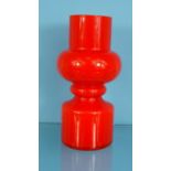 Retro stylish red glass vase, 23cm high : For Condition Reports please visit www.eastbourneauction.