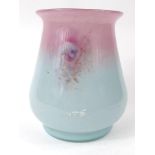 Large Monart pink and blue swirling glass vase, 23cm high : For Condition Reports please visit www.