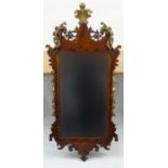 Antique mahogany mirror with bevelled plate and prince of Wales crest, 128cm long : For Condition