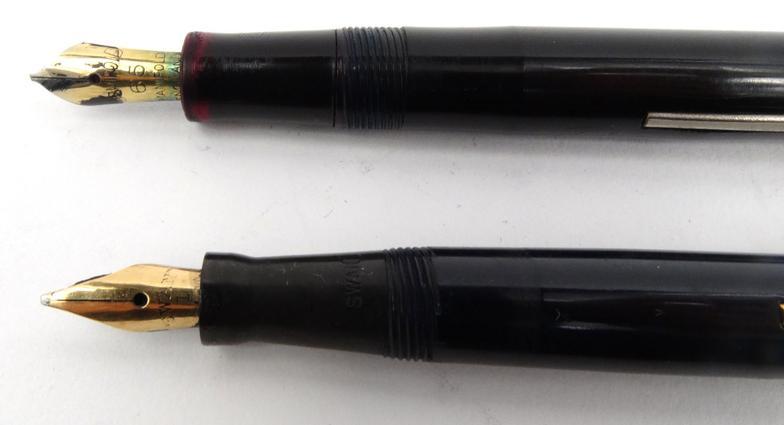 Six fountain pens comprising Swan self-filler, two Parkers, Osmiroid 65 , together with two other - Image 2 of 4