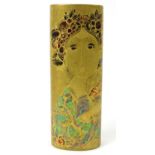 Bjorn Wiinblad Rosenthal Studioline cylindrical vase decorated with a maiden and flowers, 21cm