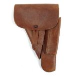 Military interest German leather gun holster, stamped marks WA A195 24cms : For Condition Reports