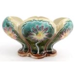 Continental Art Nouveau Majolica pottery vase decorated with flowers, 18cm long : For Condition