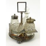 Novelty silver plated revolving cruet set, numbered 3057 to base, 16cm high : For Condition