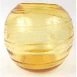 Large Webbs amber coloured swirling glass bowl, 25cm high : For Condition Reports please visit www.