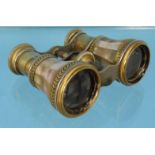 Pair of French mother of pearl opera glasses, 6.5cm high : For Condition Reports please visit www.