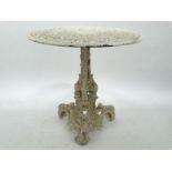 Cast iron circular garden table, 70cm high : For Condition Reports please visit www.