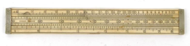 19th Century ivory rule with pull out sliding scale by Buss Maker Hatton Garden, London, 22.5cm long