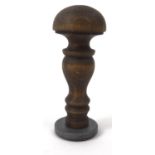 German military interest Jewish Police ink stamp with wooden handle, the stamp 4cm diameter (