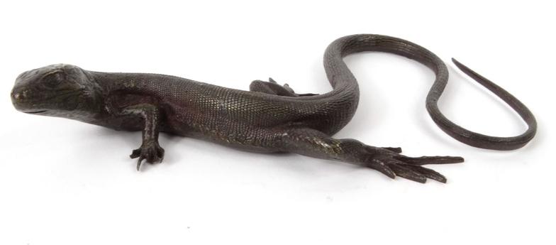 Bronze lizard paperweight, 16.5cm long : For Condition Reports please visit www.eastbourneauction. - Image 3 of 6