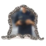Large Rococo shaped silver easel mirror, S.B Birmingham 1907-08, 34cm high : For Condition Reports
