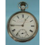AW Co Waltham Mass silver gentleman's open faced pocket watch, the dial marked 'Sunlight Soap