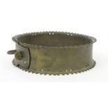 Victorian brass dog collar for G. Hayward Esq, Lower Close, Norwich, 12cm diameter : For Condition