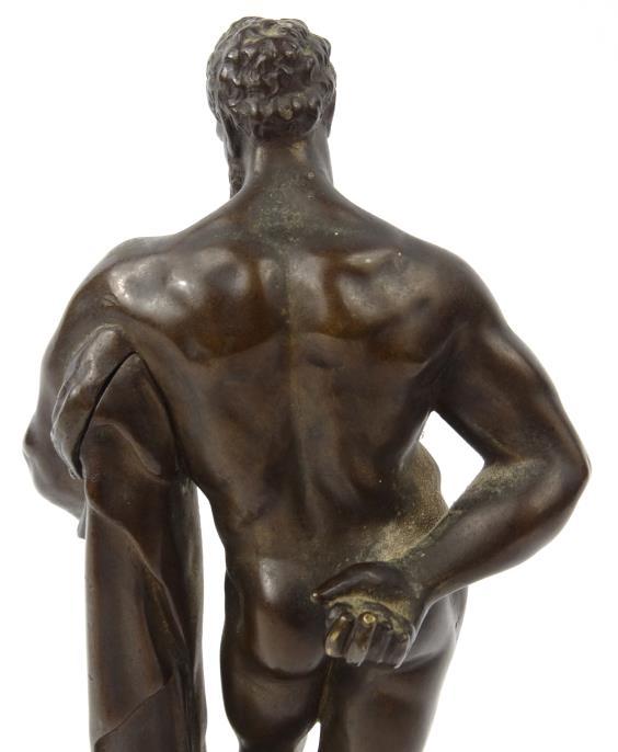 19th Century bronze figure of Hercules, impressed F. Hesse Cassel and Geschutzt, mounted on a wooden - Image 5 of 7