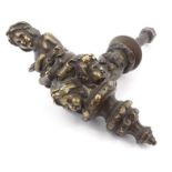 Victorian bronze handle depicting a garlanded cherub, 12cm high : For Condition Reports please visit